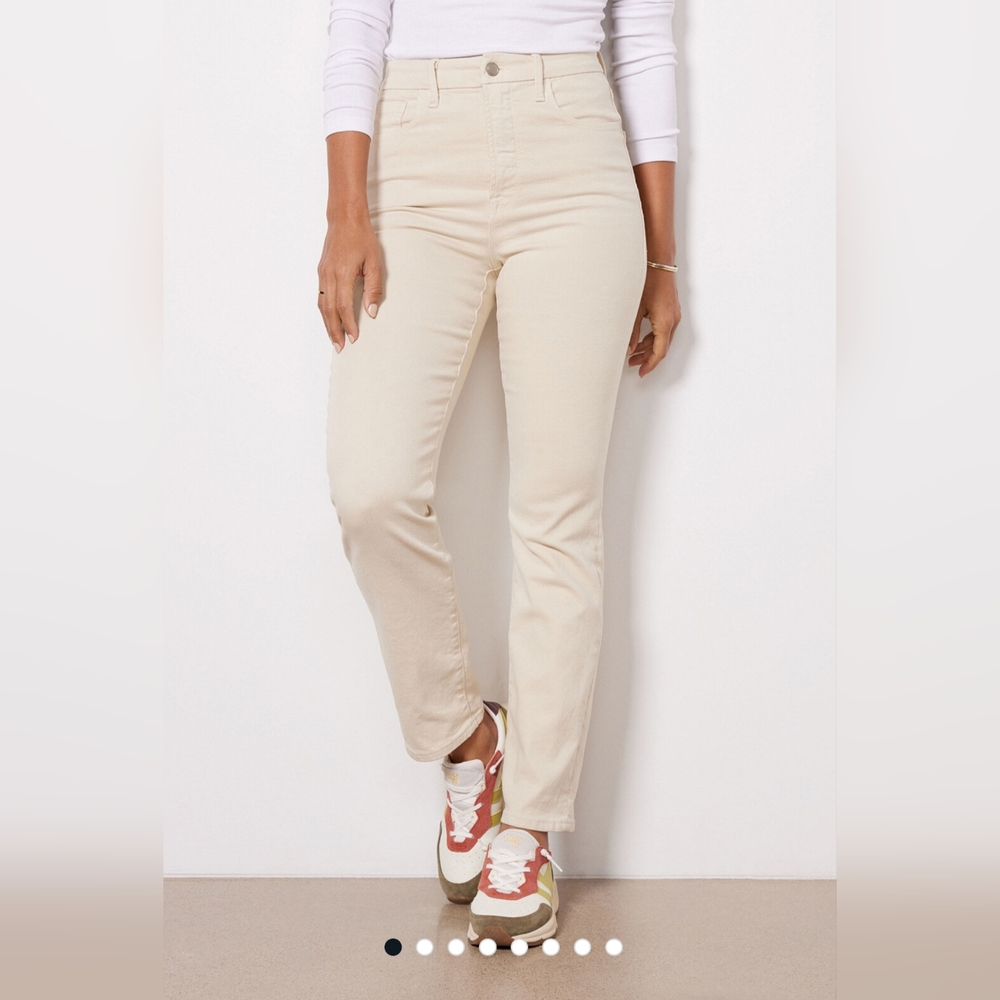 Good American High-Rise Straight Leg Jeans in Cream